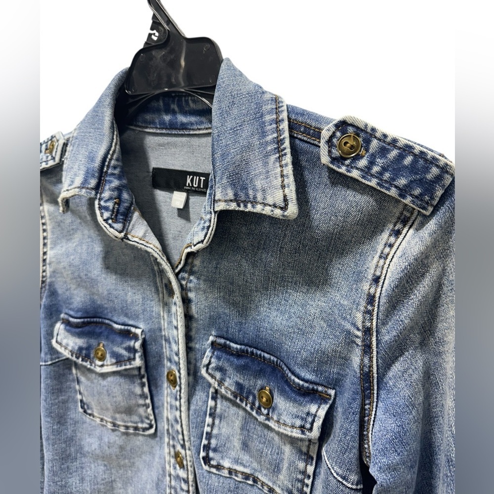 Kut from the Kloth Blue Denim Super Stretchy Jacket Size XS - Picture 3 of 6